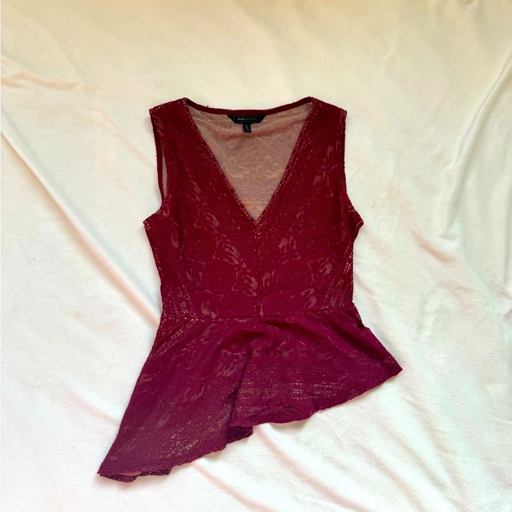 BCBG Maxazria asymmetrical peplum top